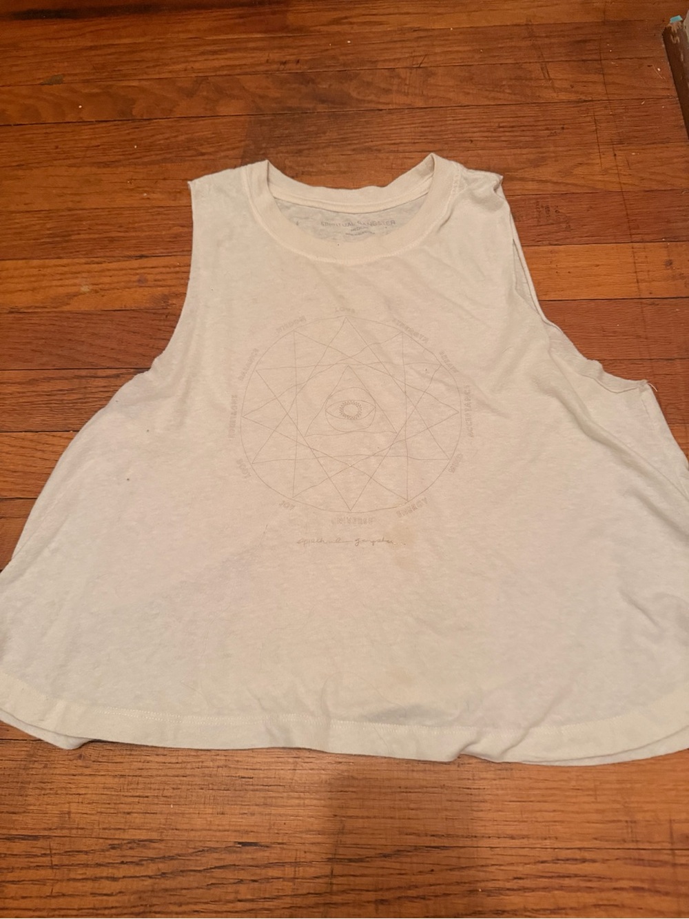 Spiritual Gangster White Graphic Crop Tank sz S